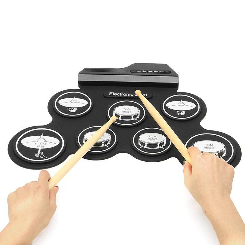 8 In 1Foldable Electronic Roll Up Drum Pad Kit 7 Silicon w/ Stick For Beginner - intl