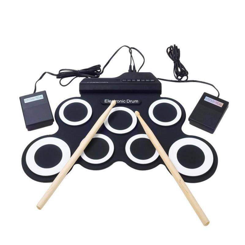 woppk Portable Electronic Roll Up Drum Pad Instrument Gift Kit Silicon Foldable With Stick - intl