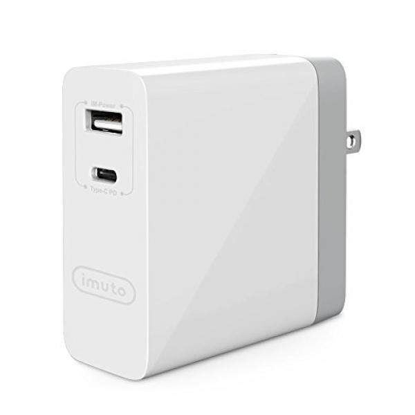 Imuto Usb C Daya Delivery Dinding Pengisi Daya, 45 W USB-C PD2.0 + 5 V/2.4A Port Pengisi Daya dengan AS UK EU Perjalanan Adaptor untuk Macbook, dell XPS 13, Usb-type C Laptop, Nintendo Sakelar, iPhone, iPad, samsung dan Lainnya-Internasional
