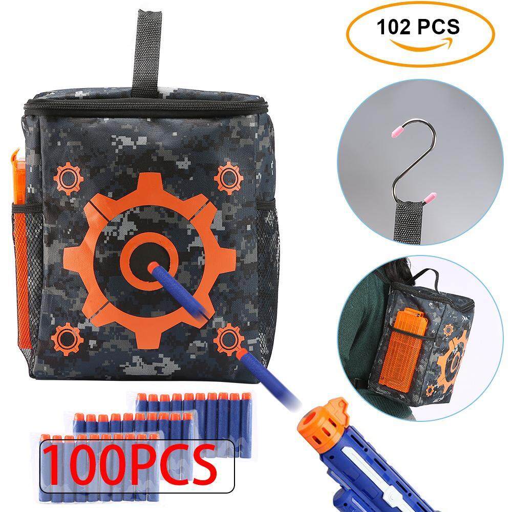 Nonof Kantong Sasaran Ransel Penyimpan Alat Olahraga Tas dengan Kait, 100 PCS Anak Panah untuk NERF Mainan NERF N-strike Elit mega, Saingan Seri-Internasional
