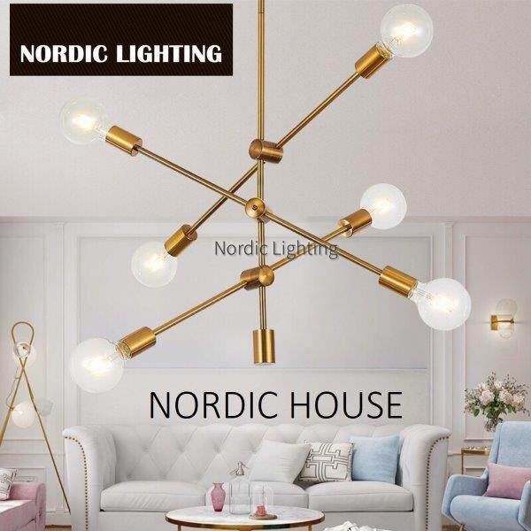 Modern Designer Gold Chrome Ceiling Pendant Light Elegant Contemporary Hanging Lamp 6 Head E27 Holder Nordic Lighting Dream Light (ND-FP-1195-6-GD)