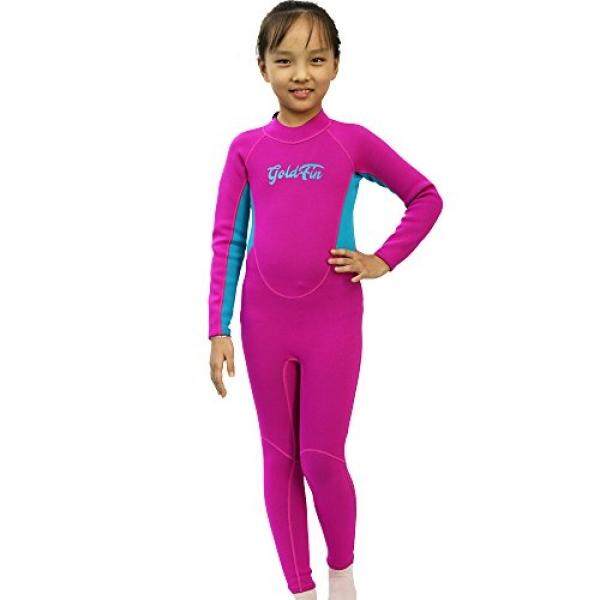 Goldfin Kids Wetsuit Full Body Neoprene Suit Coveralls for Swimming Snorkeling Diving Waterpark Summer Camp by SW018 (Fuchsia, 6) - intl