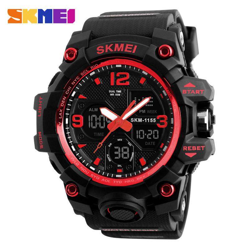 Homester SKMEI 1155B Sports Men's Watches,Multifuction Digital Anolog Dual Times Watch Men,Black Pu Strap 50Meters Waterproof