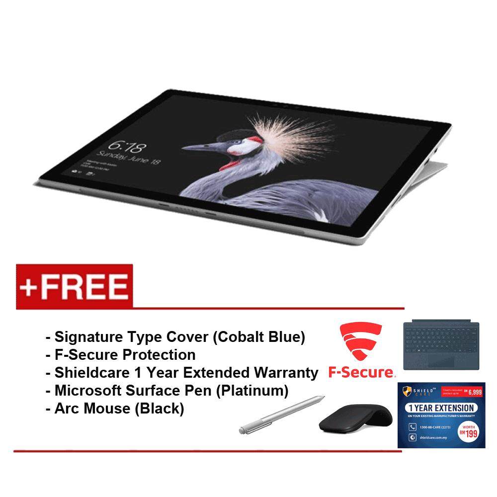 NEW Microsoft Surface Pro-Core i5 8G/256GB Free Surface Pro Type Cover(CobaltBlue)+ Shieldcare 1 Year Extended Warranty+ F-Secure EndPoint Protection+ ArcMouse(Black)+ Microsoft Surface Pen (Platinum) Malaysia