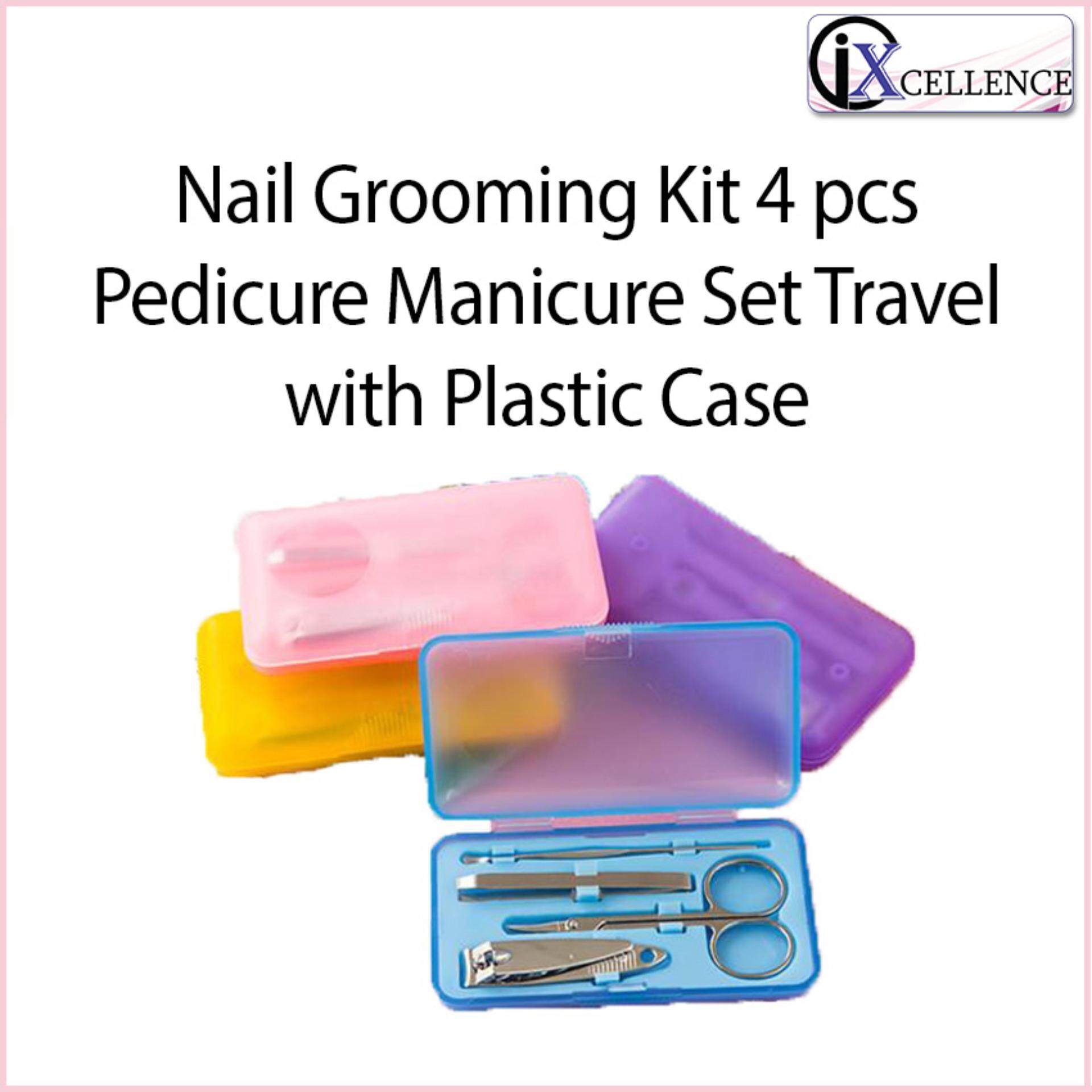 [IX] Nail Grooming Kit 4 pcs Pedicure Manicure Set Travel with Plastic Case