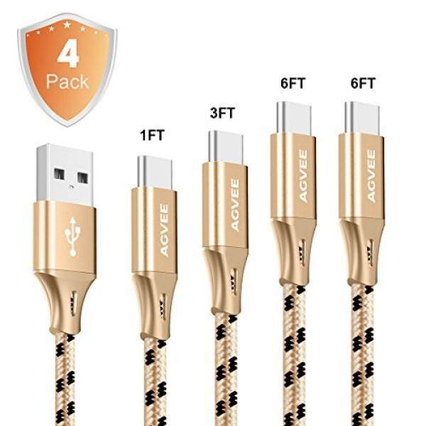 3A Saat Ini Tugas Berat, Agvee Seamless Kabel Usb C, 4 Pack 1FT 3FT 6FT 6FT Tipe C Set Dikepang Usb-c Pengisian Cepat 5 V Usbc Kecil akhir Pengisi Daya Samsung Galaksi S9 S8 LG V20 V30 G6 Nintendo Sakelar Piksel-Internasional
