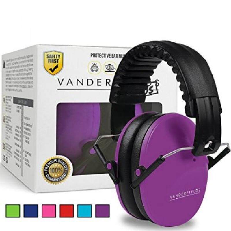 Vanderfields Earmuffs for Kids Toddlers Children - Hearing Protection Ear Defenders for Small Adults Women - Foldable Design Ear Defenders Adjustable Padded Headband Noise Reduction (Purple Power)