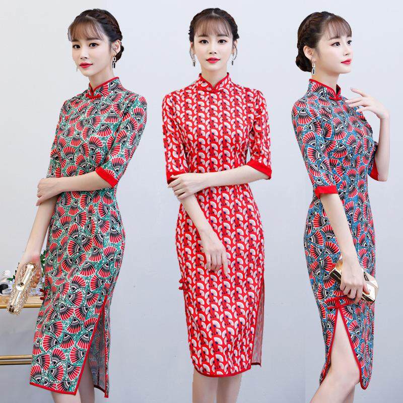 2018 New Four Sides Before Opening Girl's S~2xl Large Size Cheongsam Is Slim Fashion Flavor Qipao Skirt.
