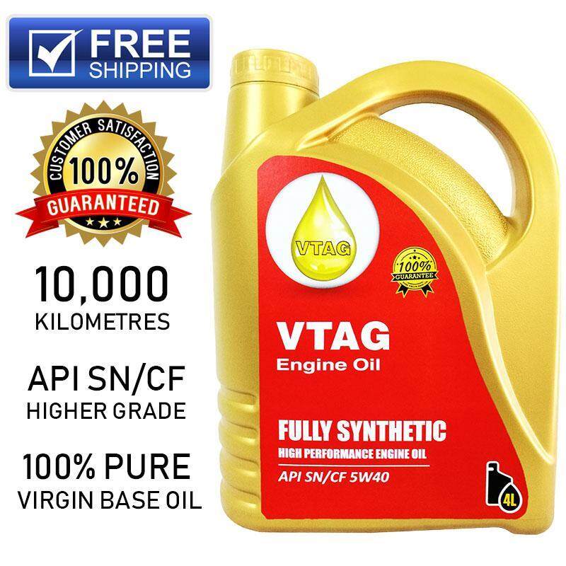 [FREE SHIPPING] VTAG Fully Synthetic SAE 5W40 Engine Oil - 4 Litres [With Mileage Sticker]