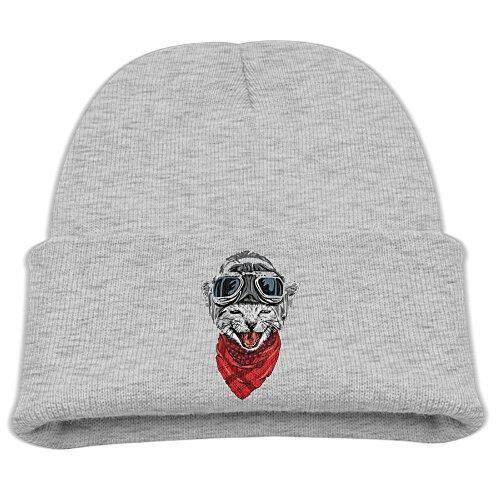 Lucu Astronot Howling Kucing dengan Syal. Png Uniseks Anak-anak Beanie Topi Hitam-Internasional