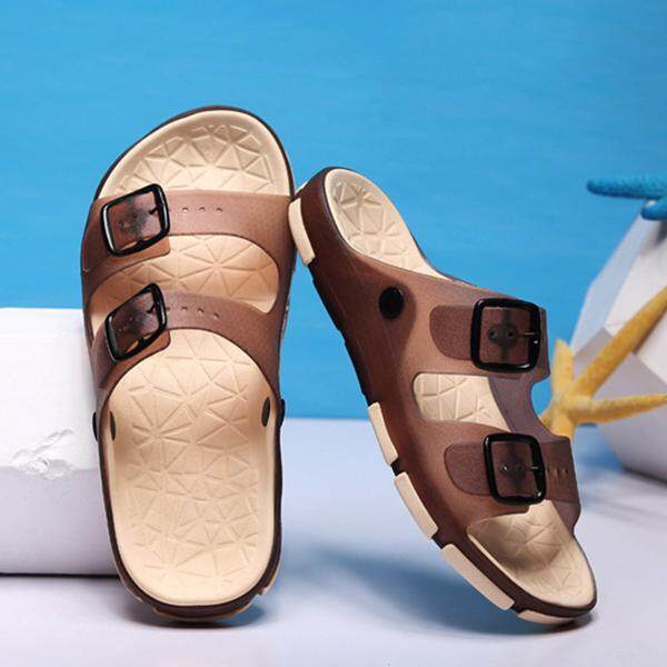 Fashion Ukuran Besar Double Gesper Warna Sandal Pria Sepatu Nyaman Sandal-Intl