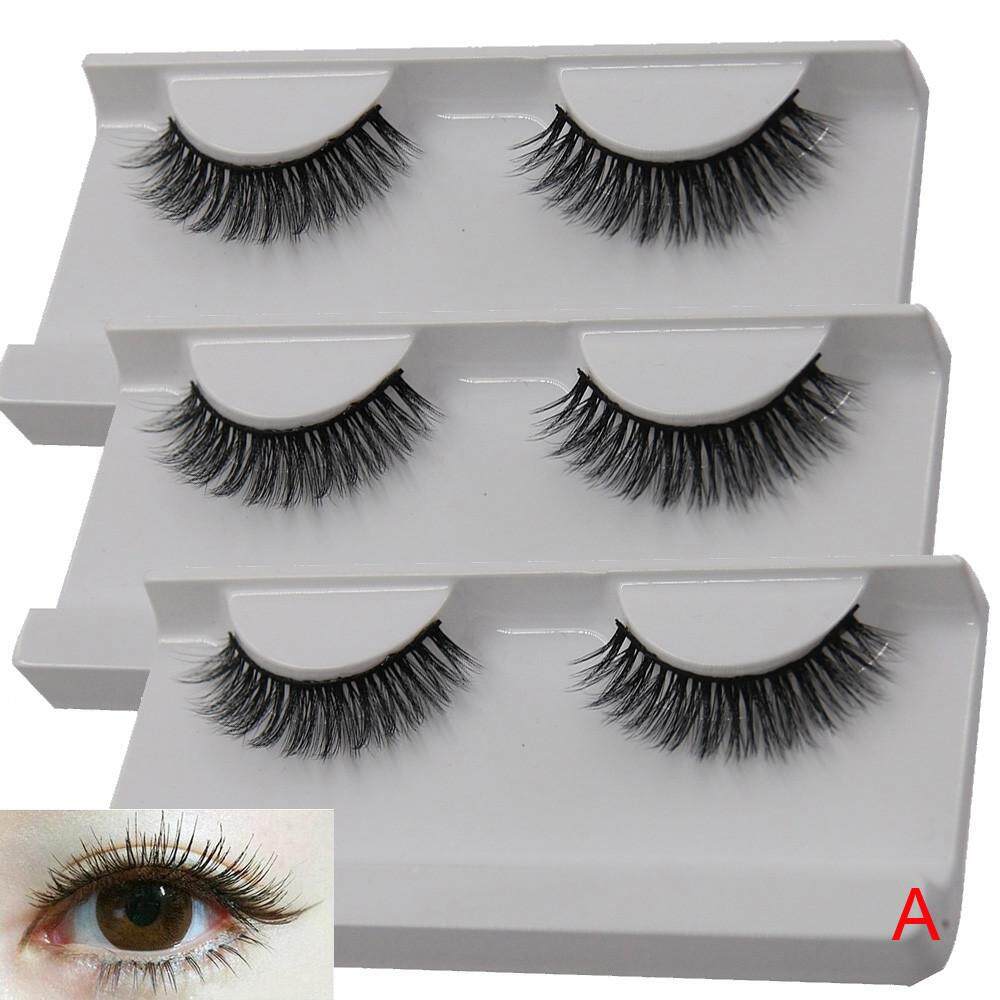 Jual Seksi Modis 1 Pasangan Panjang Silang Bulu Mata Palsu Riasan Alami Palsu Tebal Hitam Mata Lashes Foxloom-Internasional