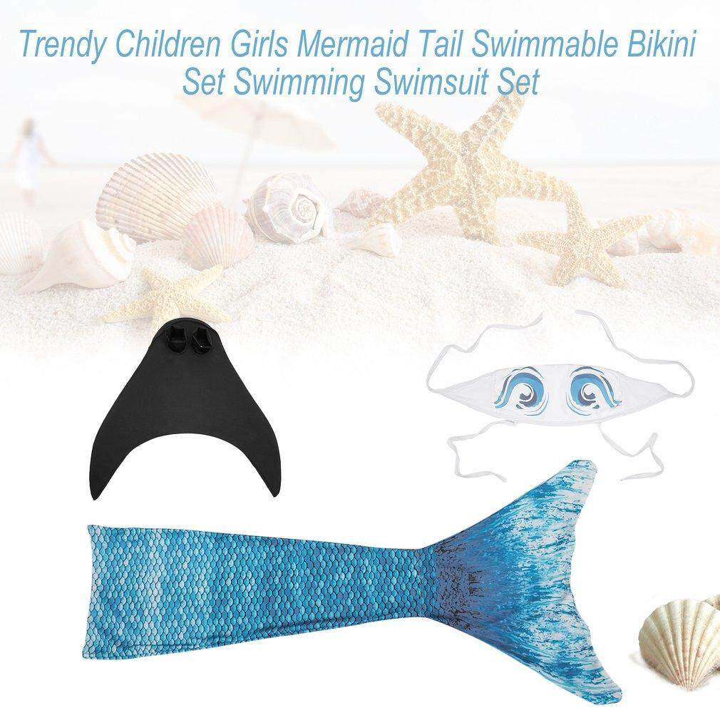 Jingle Trendi Anak-anak Gadis Ekor Putri Duyung Memikat Set Bikini Renang Set Baju Renang