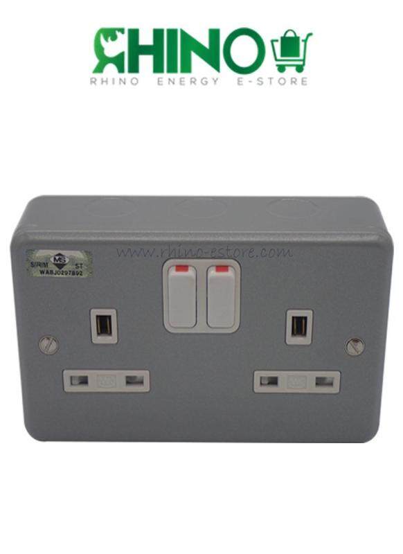 MK 2 Gang 13A Metal Clad Switch Socket Outlet Sirim