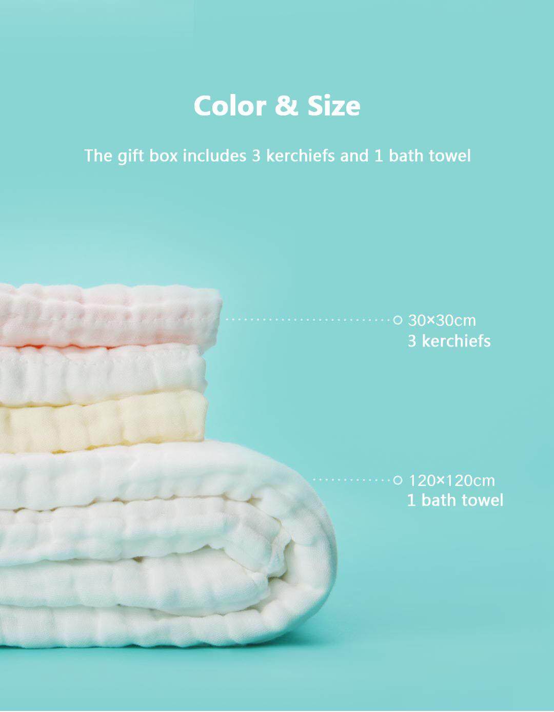 [IX] Xiaomi Mijia BEVA 4 in 1 Antibacterial Baby New Born Cotton Bath Gift Set for 0 - 12 month baby