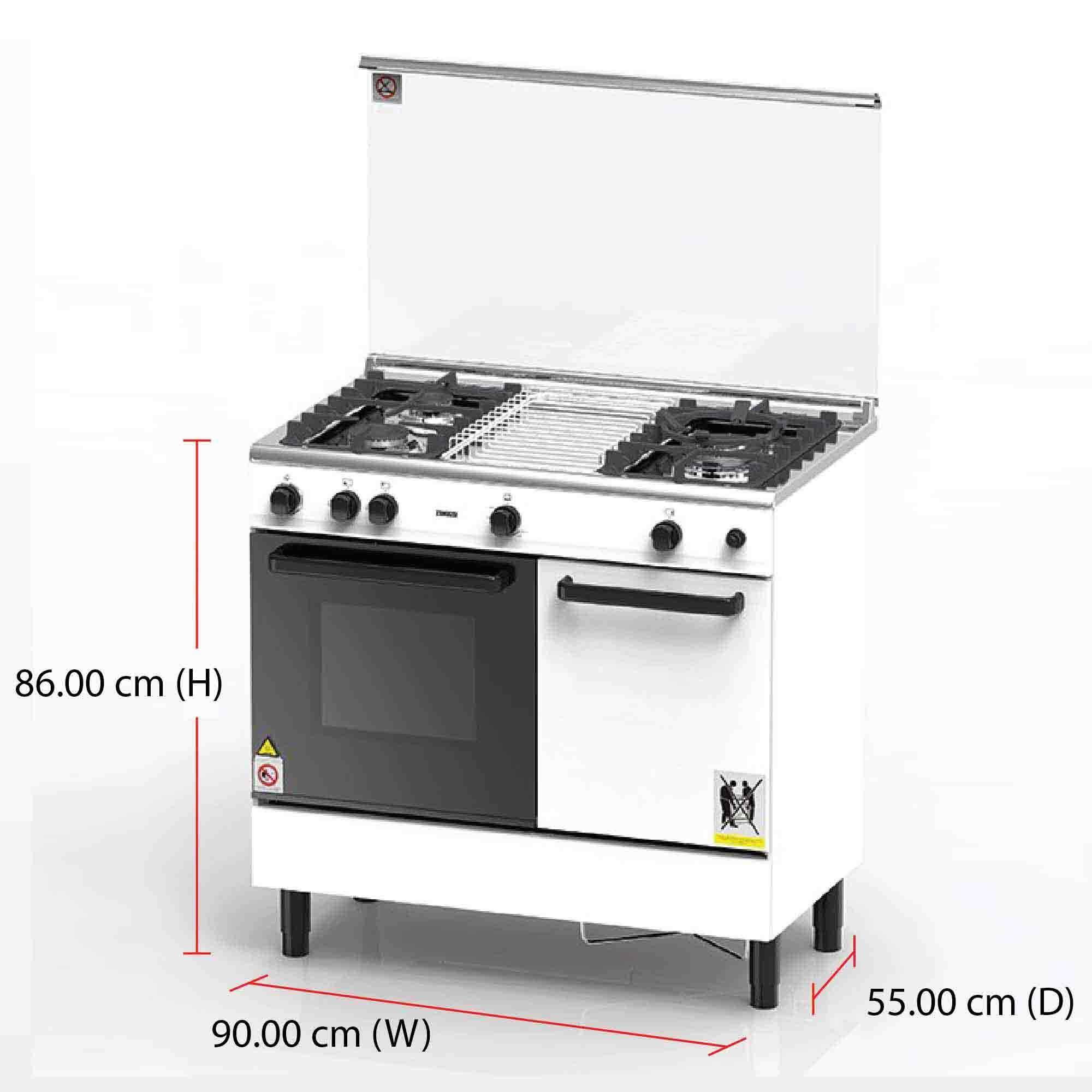 Zanussi Oven + Gas Cooker ZCG930W (62L) 3 Gas Burners 10000W