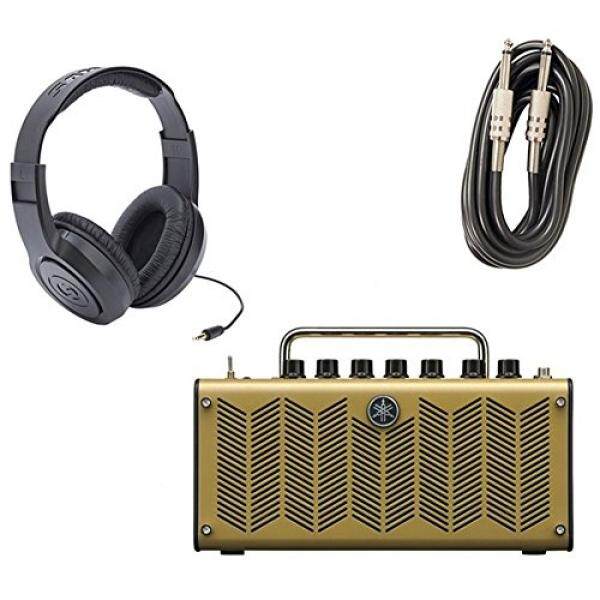 Yamaha THR5A Desktop Modeling Acoustic Guitar Amp with Samson SR350 Headphones and AxcessAbles I-010 Guitar Instrument Cables - 10 Feet