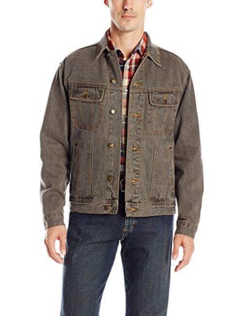Wrangler Pria Tidak Bergaris Arang Denim Jaket, Arang, X-besar-Internasional