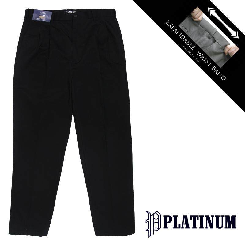 PLATINUM BIG SIZE EWB Chinos Long Pant Double Pleated PM652 (Black)