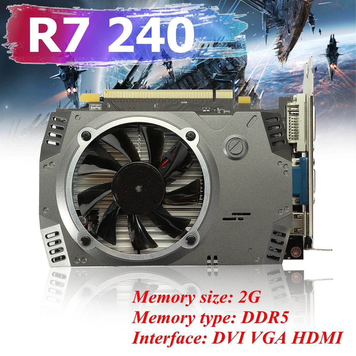 R7 240 2G DDR5 128BIT Kartu Grafis PCI Express 2.0 DVI VGA HDMI-Internasional