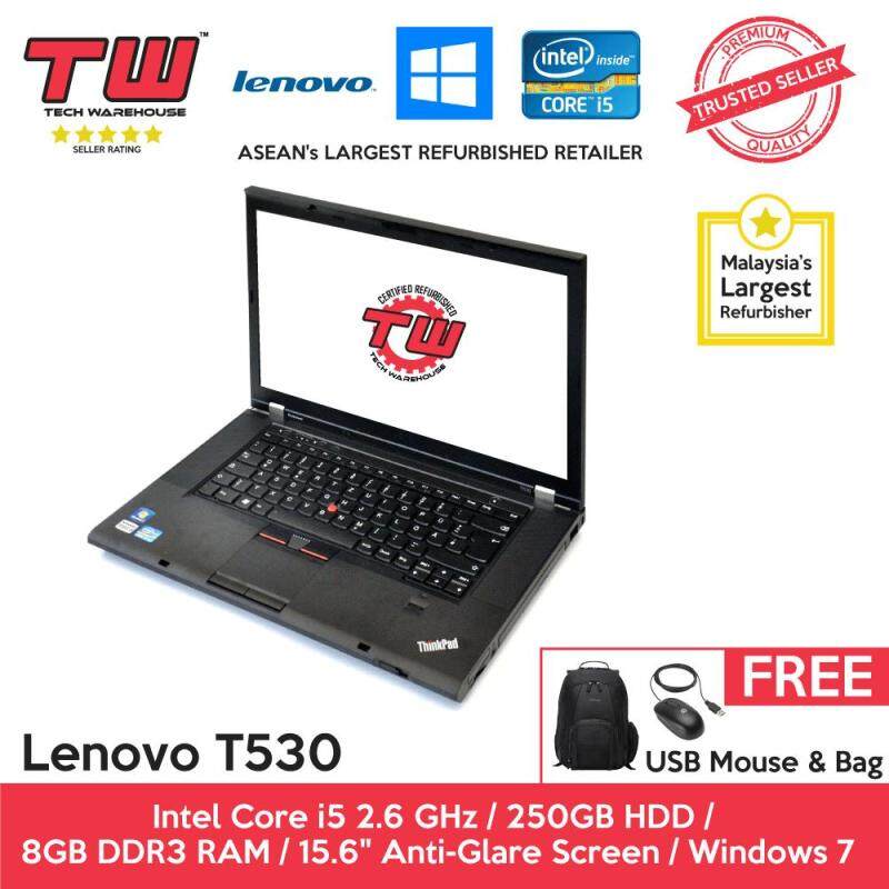 Lenovo T530 Core i5 2.6 GHz / 8GB RAM / 250GB HDD / Windows 7 Laptop / 3 Months Warranty (Factory Refurbished) Malaysia