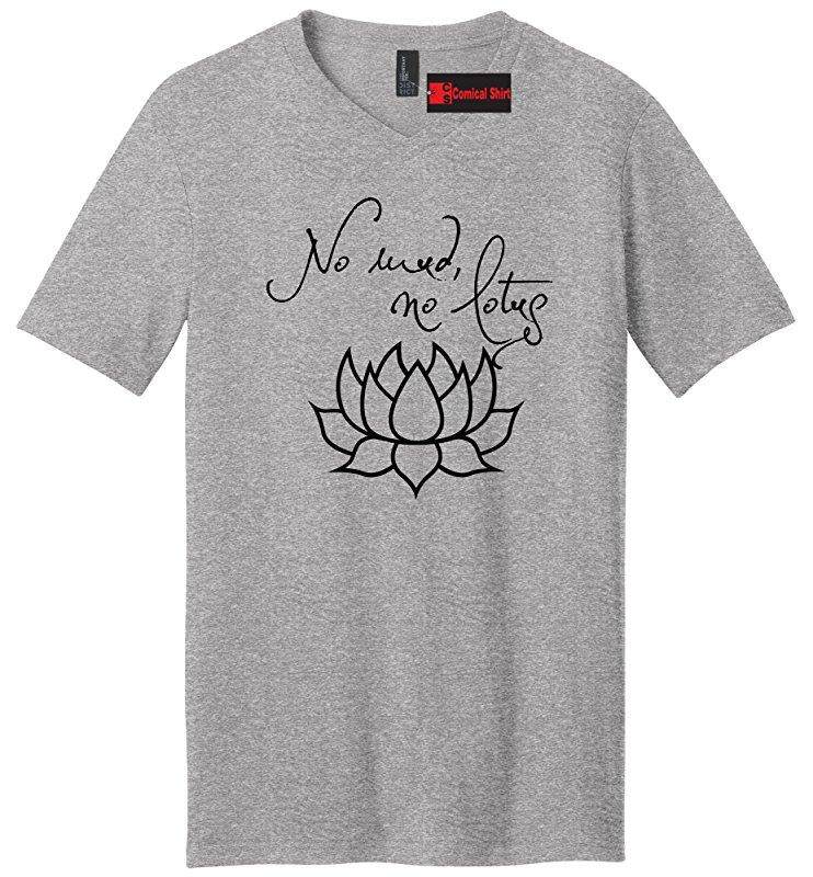 Populer Lucu Tidak Ada Lumpur Tidak Lotus V Leher Kustom Kapas Mens Lengan Pendek Bulat T Kemeja Abu-abu-Intl