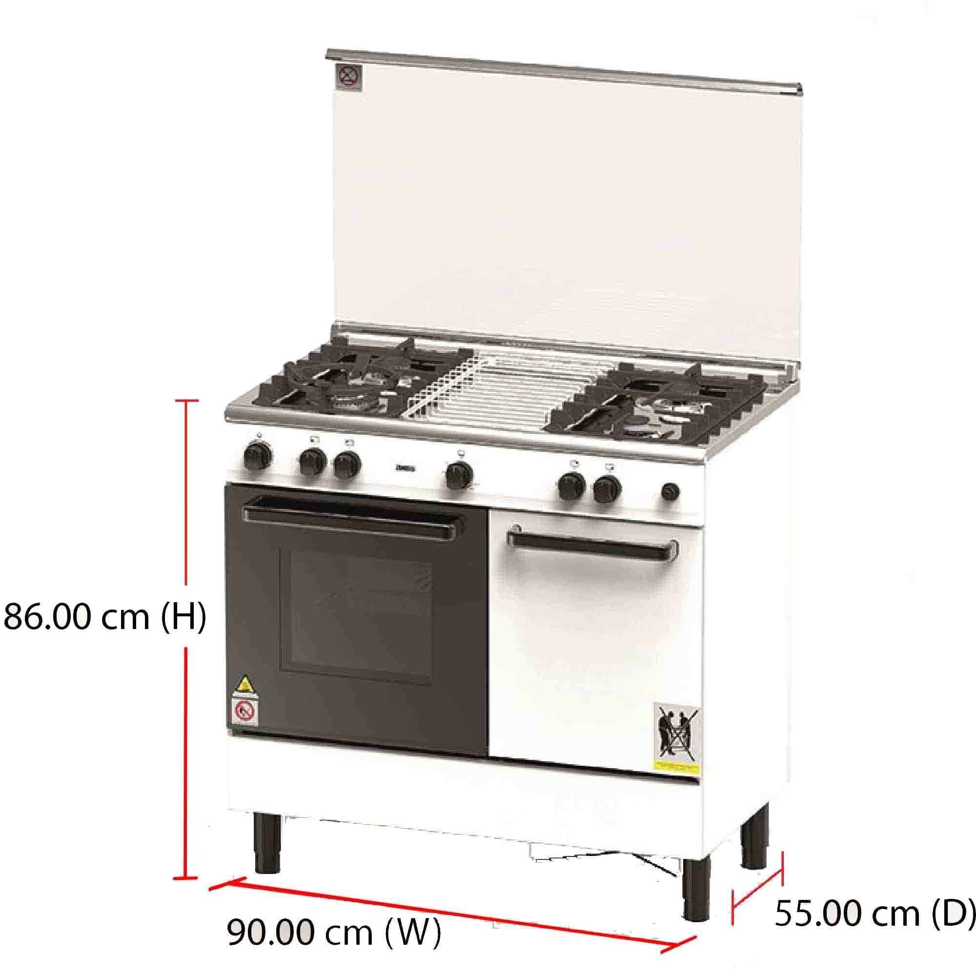 Zanussi Oven + Gas Cooker ZCG940W (62L) 4 Gas Burners 10500W