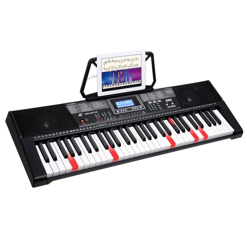 MK-2115 LCD elektronik Keyboard 61 penuh keyboard eletrik dengan kunci lampu layar hitam US pasang