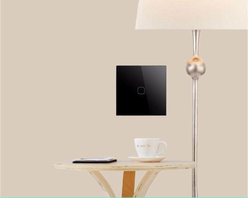 Single Touch Screen Switch EU Standard 1 Gang 1 Way Crystal Glass Panel