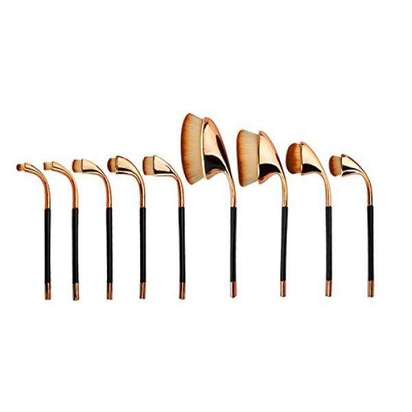 Terbaik Riasan Kuas Set Mawar Emas Agar Terlihat Sempurna, 9 Piece Lonjong, lembut Membuat Sikat With Pegangan Golf, For Memudahkan Aplikasi Bubuk Tanpa Cela, Concealer, Foundation, Eyeshadow, penggaris, Lipstik-Internasional