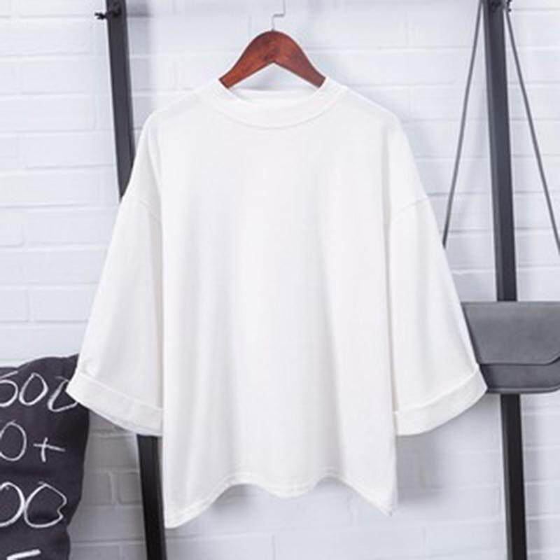 Valueshopping-mal New Women Fashion Casual Loose Round Neck Solid Color Loose Tops Blouse