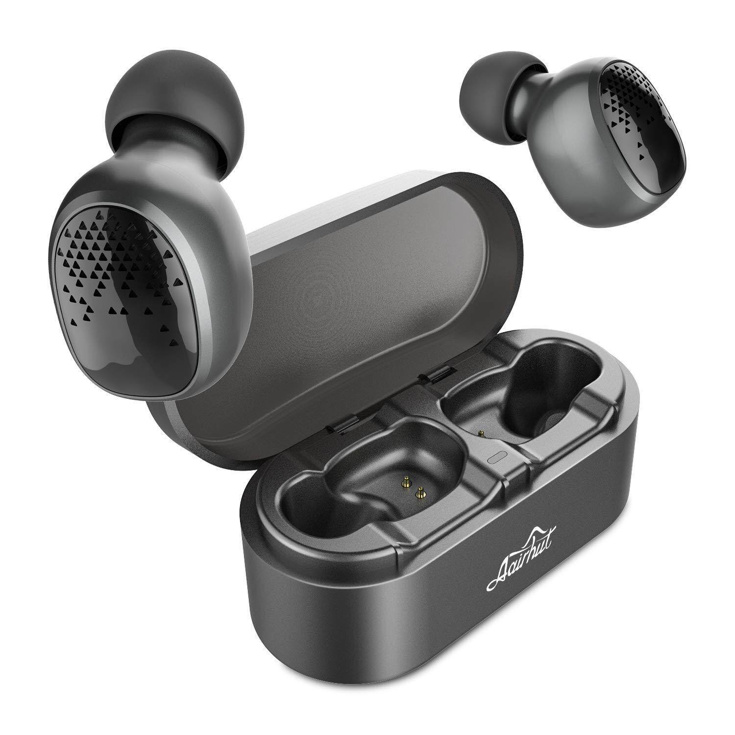 Aairhut A3 Bluetooth 5.0 Wireless Earbuds Deep Bass Dual-Microphone True Wireless Sports Earbuds with Easy Pair Tech and Portable Charging Case