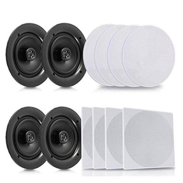 Pyle 5.25” 4 Bluetooth Flush Mount In-wall In-ceiling 2-Way Speaker System Quick Connections Changeable Round/Square Grill Polypropylene Cone & Tweeter Stereo Sound 4 Ch Amplifier 150 Watt (PDICBT256) - intl