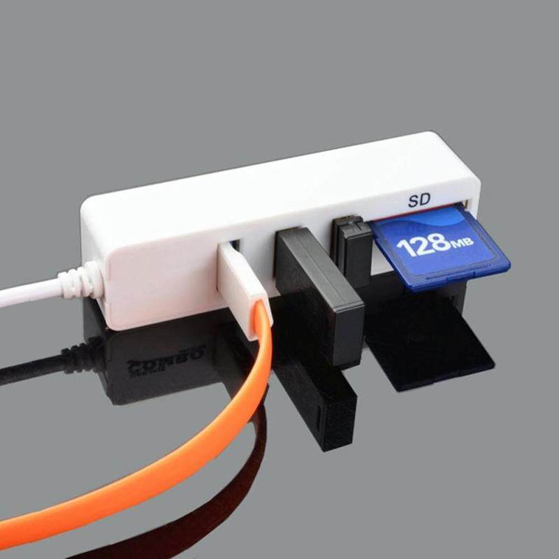 Multi USB Hub 2.0 3 Port + Reader Portable Hub USB Combination High Speed Mini USB Splitter Integrated for SD / TF For PC PC - intl