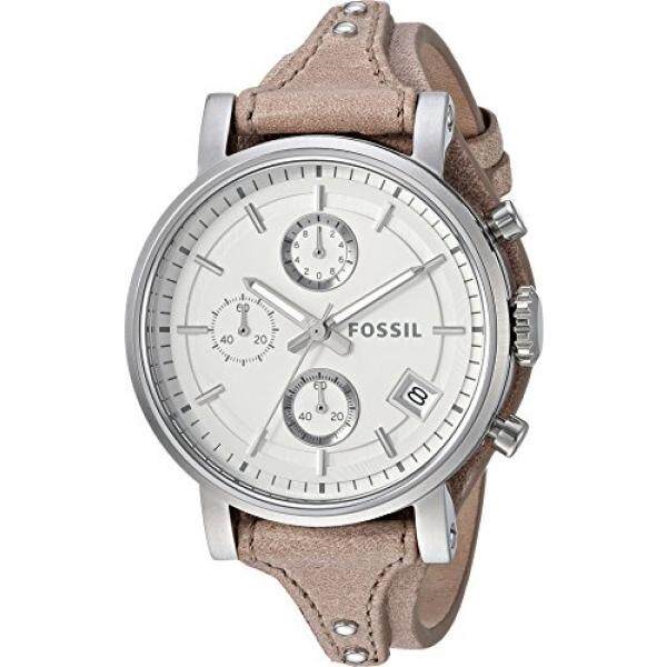 Fossil Wanita ES3625 Asli Pacar Chronograph Baja Anti Karat Watch dengan Beige Tali Kulit-Intl