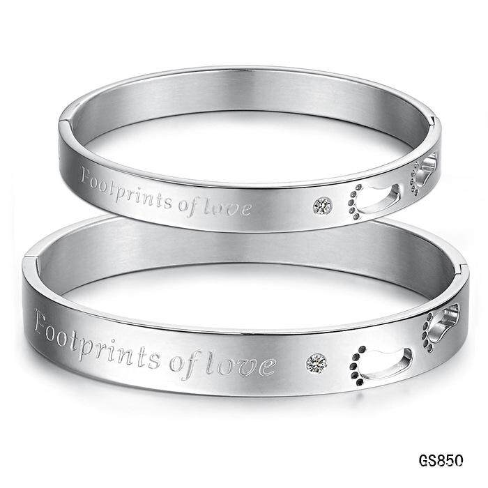 ZUNCLE Forever Love- titanium steel couple diamond bracelet bracelet wholesale(Silver)