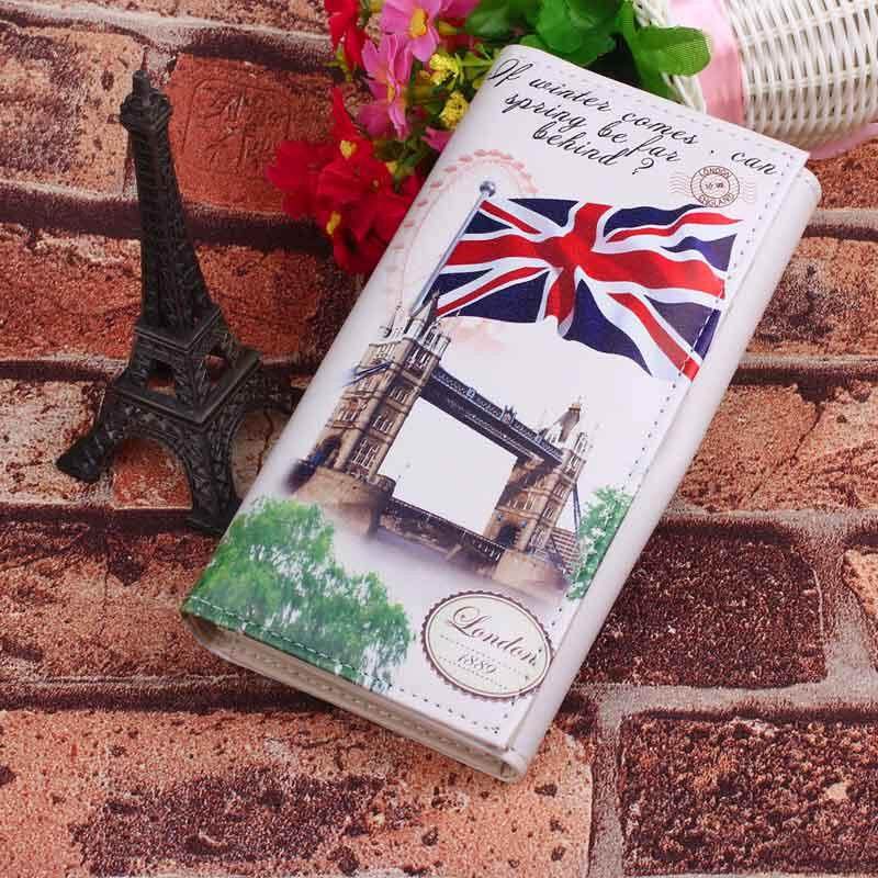 Women Lady Long Design Purse Clutch Wallet Printing Bag Card Case National Flag M Word - Big banner