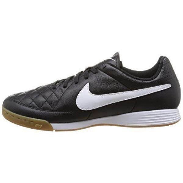 Nike Pria TIEMPO GENIO Kulit IC Hitam/Putih 7 D--Internasional