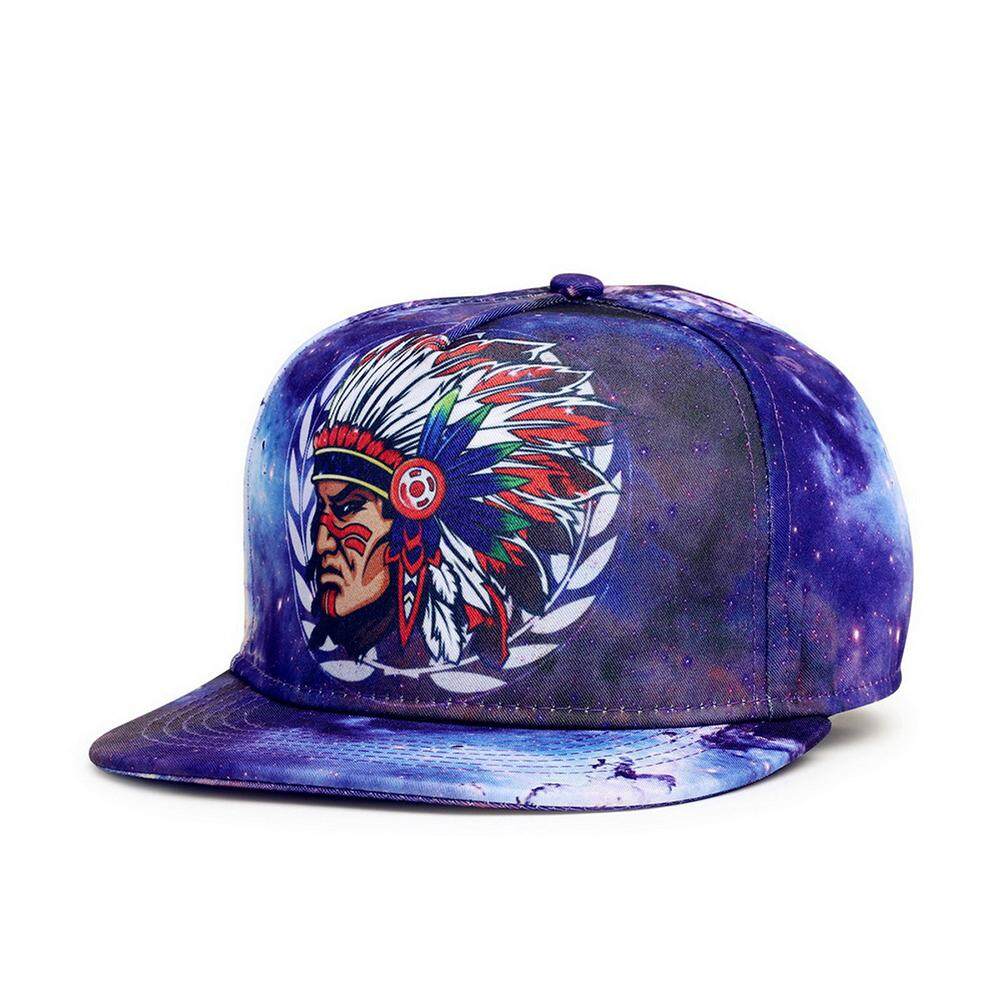 Bergaya 3D Dicetak Adjustable Topi Bisbol dengan Kepala Indian Gambar Kepribadian Unisex Hip Hop Menari Perjalanan Flat Bill Topi Bisbol Topi Snapback Warna: kepala Indian Gambar-Intl