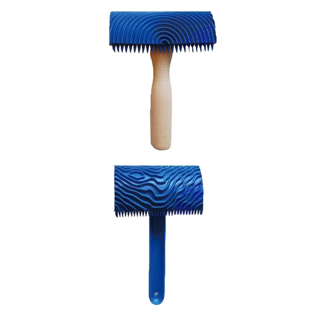 BolehDeals 2x Gỗ Graining Hoa Văn Cao Su Dụng Cụ Vẽ có Tay Cầm Dán Tường Trang Trí-quốc tế