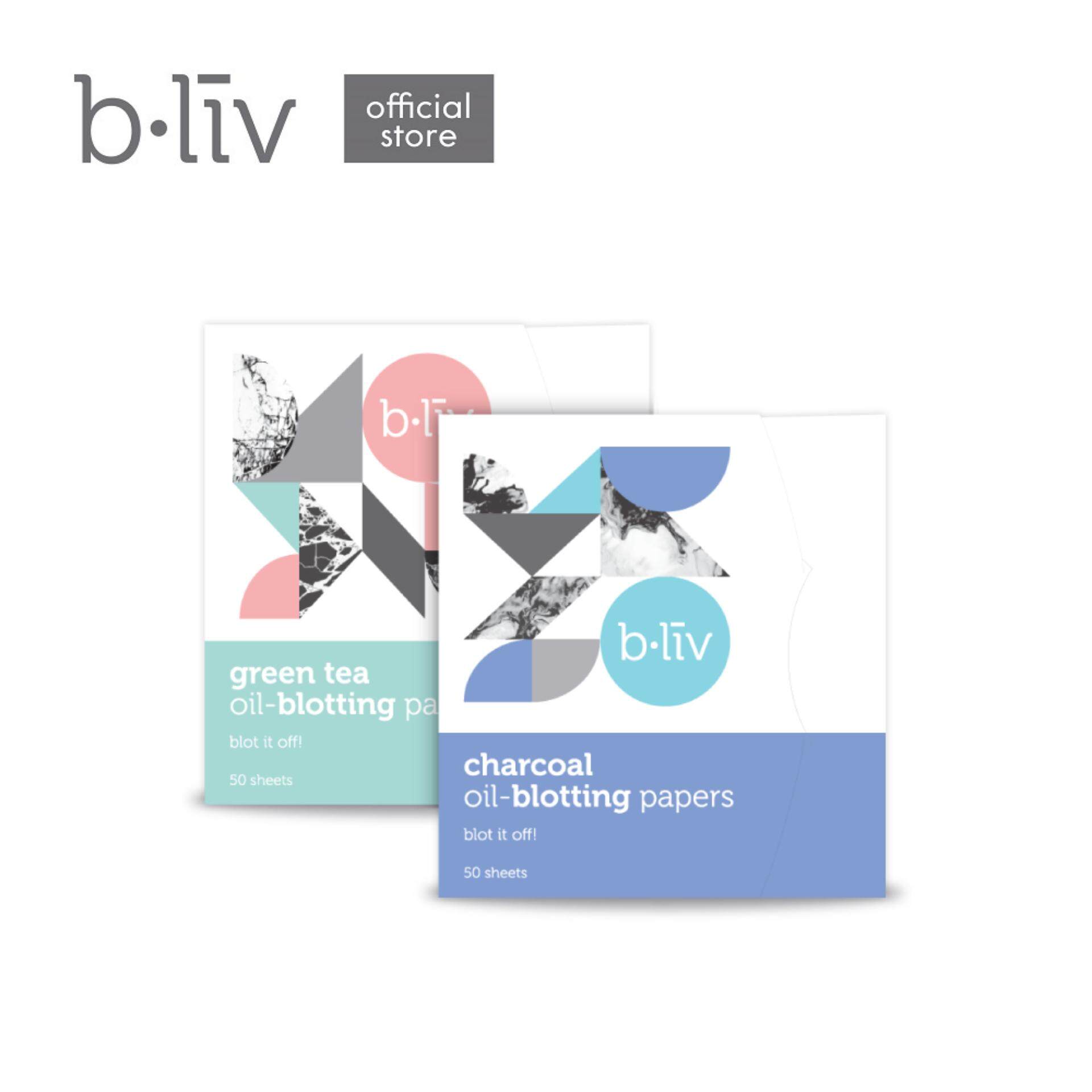 b.liv oil blotting papers/oil absorbing sheets (Charcoal 50pcs & Green Tea 50pcs)
