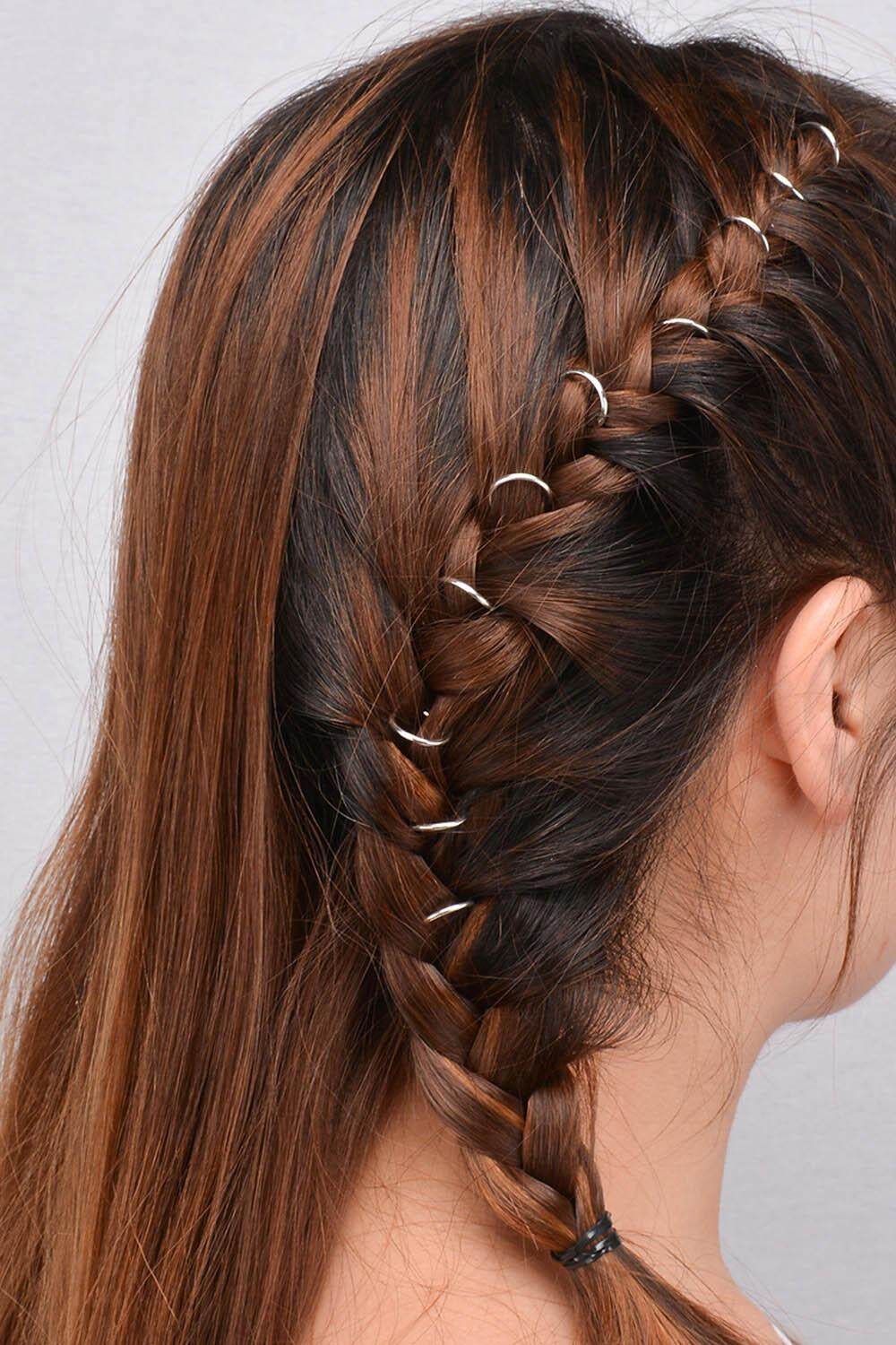 Jual Seksi Modis 20 Pcs Kepribadian Wanita Braid Emas Emas Cincin Rambut Klip Jarum Aksesori DIY Foxloom-Internasional