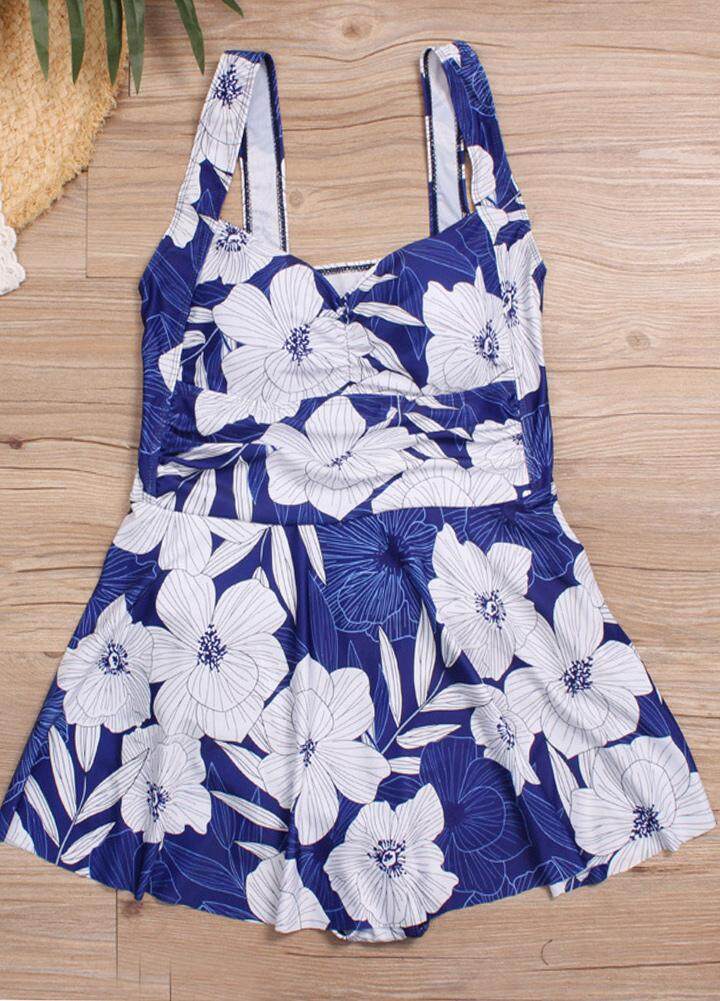 Women Plus Size Swimsuit Floral Print High Waist Backless Sleeveless Wireless Push Up One-Piece Bikini Swimwear June 2018 - 2 Women Plus Size Swimsuit Floral Print High Waist Backless Sleeveless Wireless Push Up One-Piece Bikini Swimwear - 2