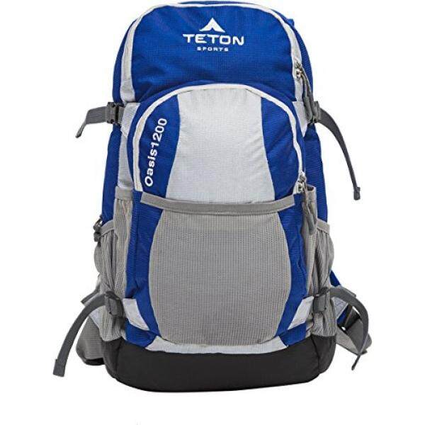 Teton Olahraga Oasis 1200 3 Liter Hydration Ransel Sempurna untuk Bermain Ski, Berlari, Bersepeda, Bersepeda, Daki Gunung, pendakian, dan Berburu; 3 L Air Bladder Disertakan; Bebas Hujan Sarung Included; biru/Grey-Internasional