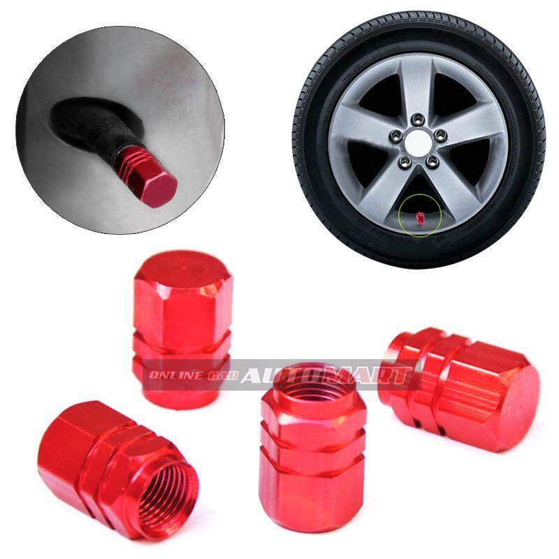 4pcs Aluminium Alloy Tyre Valve Tyre Cap Valve Stem Air Caps Airtight Cove RED