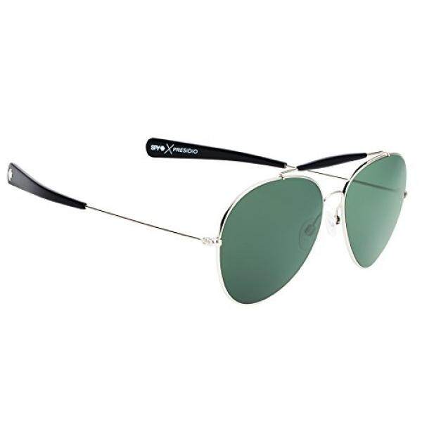 Spy Optic Unisex Presidio Lensa Bahagia Koleksi Kacamata Hitam, Perak dengan Hitam Warna Hijau, Satu Ukuran Cocok untuk Semua