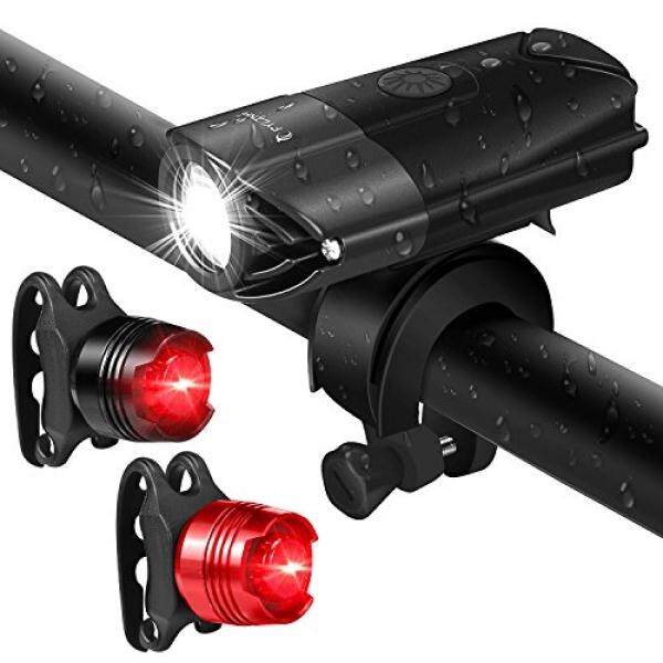 Almm Sepeda Ringan Perlengkapan Depan dan Belakang, fylina Sepeda Lampu Depan Isi Ulang dengan Dua Ekor Ringan Lumens Yang Kuat Sepeda LED Ringan Set Anti-Air Cocok dengan Sepeda Gunung, jalan Sepeda untuk Keamanan-Internasional