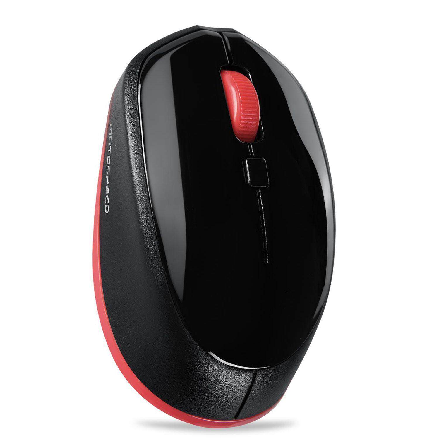 Motospeed BG20 Bluetooth Tetikus Nirkabel 2.4G Tetikus Optik Mini 2400 Dpi 5 Juta 4000 FPS 10 M dengan Kabel USB (Hitam dan Merah) -Intl