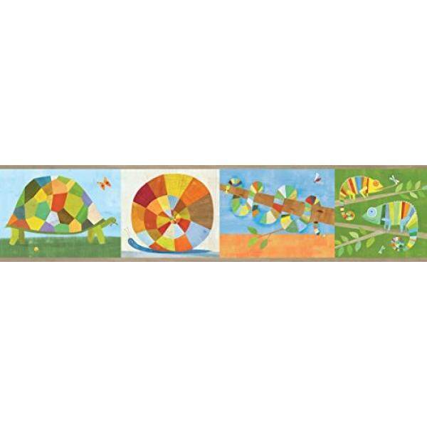 Chesapeake HAS01101B Raffi Warna-warni Pelangi Snail dan Pals Perbatasan Wallpaper-Internasional