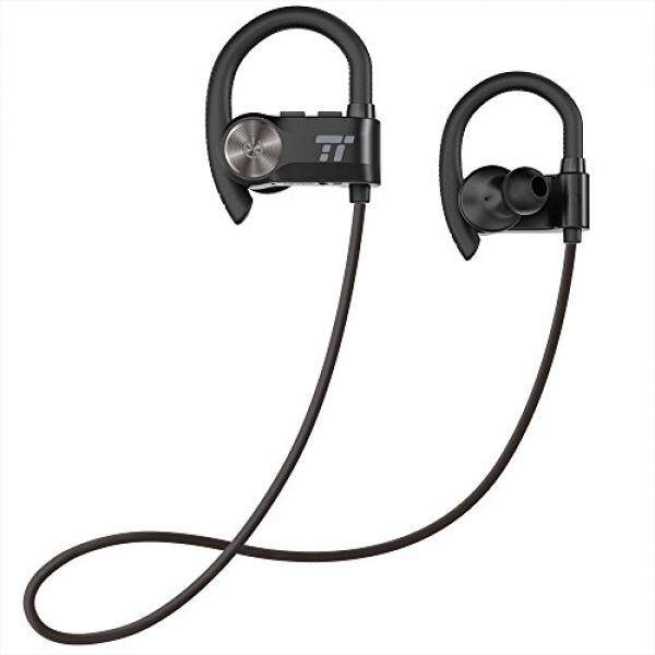 Taotronics Nirkabel Earphone dengan Dapat Disesuaikan Earhooks untuk Stabilitas Ekstra (IPX6 Anti-Air & Tahan Banting APTX Tanpa Rugi Suara, 8 Jam Waktu Bermain)-Internasional